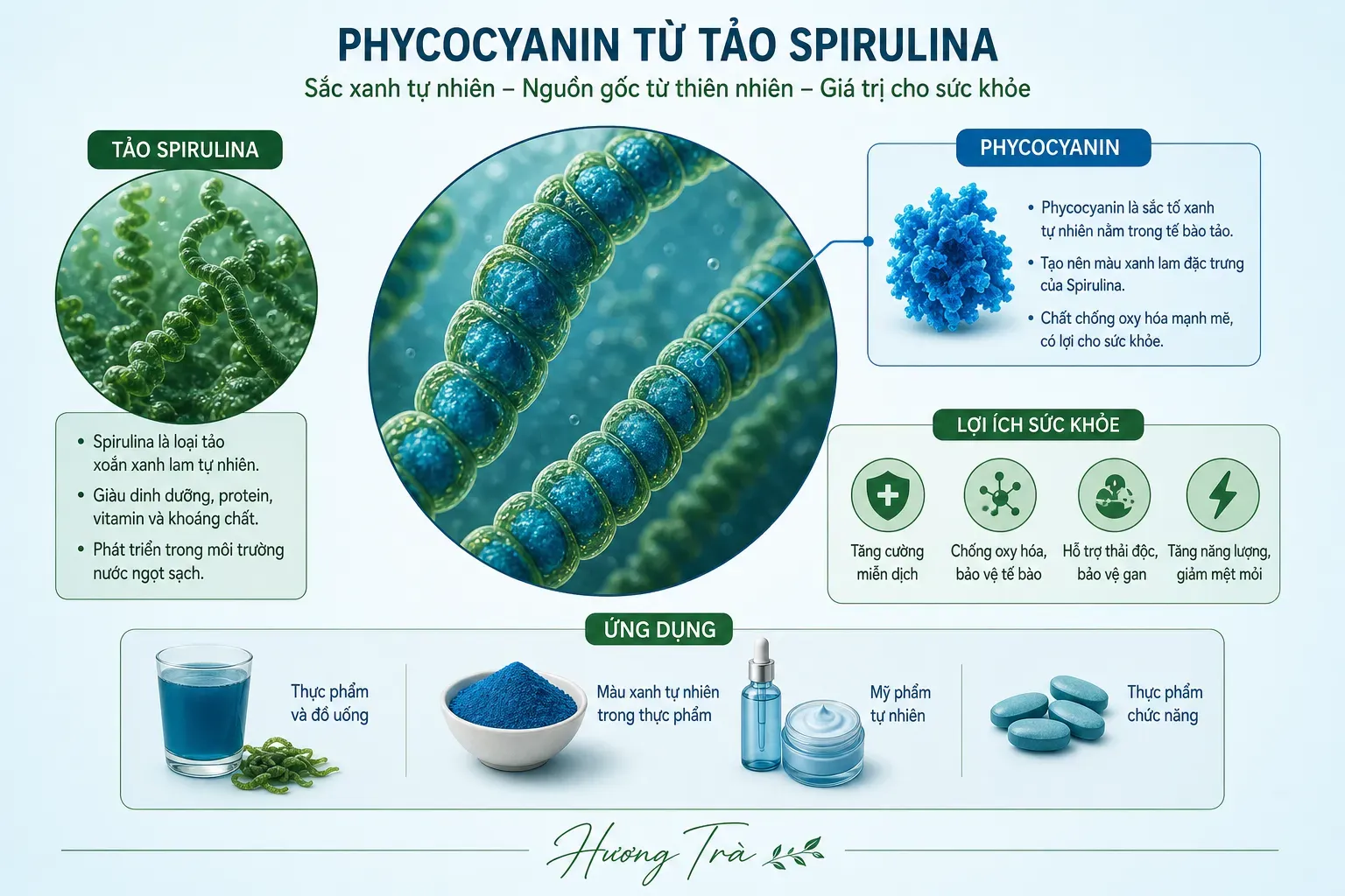 Đồ uống xanh lam từ tảo xoắn: Làm sao để màu sắc lạ mắt trở thành hương vị quen thuộc với người Việt? 7 Phycocyanin: Không phải phép màu, chỉ là một sắc tố tự nhiên đầy thú vị