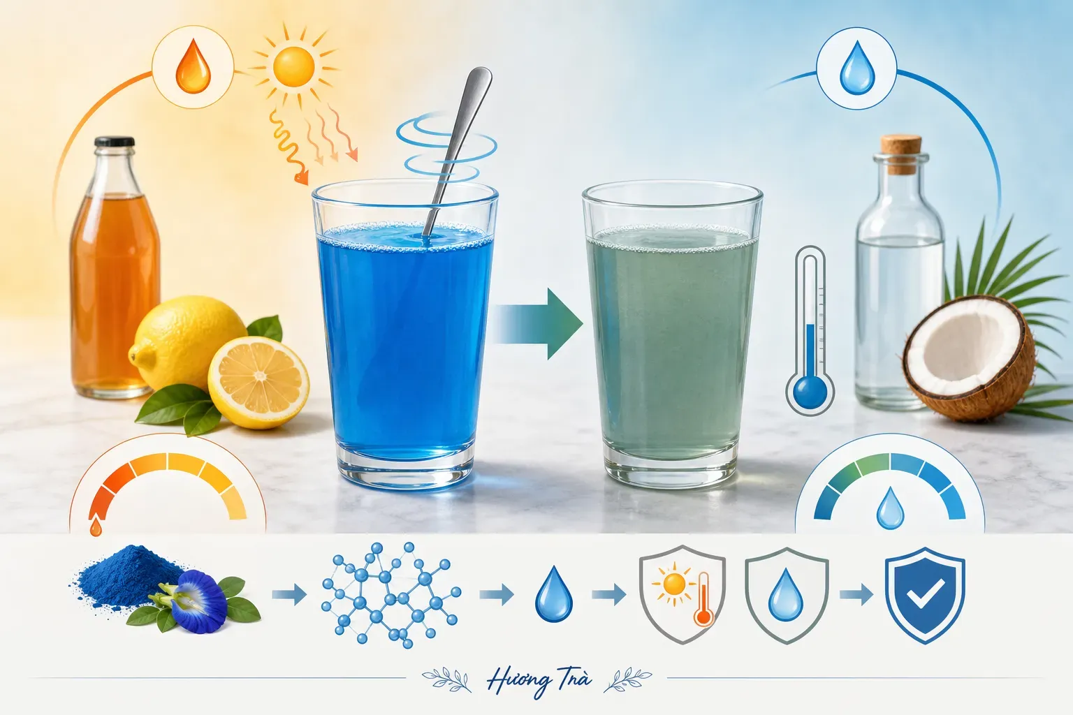 Phycocyanin trong đồ uống: Đẹp thôi chưa đủ, cần hiểu độ bền màu 8 Thử thách độ bền màu: Tại sao phycocyanin lại
